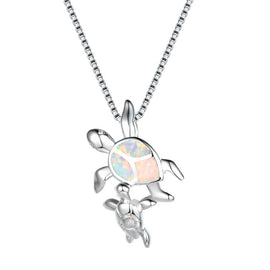 2023 Cute Turtle Mom & Turtle Baby Pendant Imitation Fire Opal