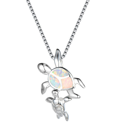 2023 Cute Turtle Mom & Turtle Baby Pendant Imitation Fire Opal