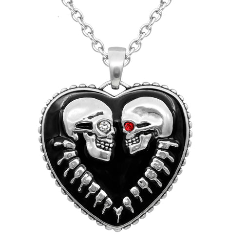 Bound For Eternity Skull Heart Necklace