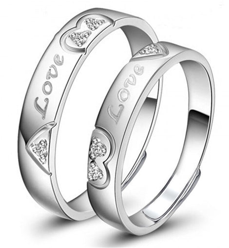 Carofeez 2023 Fashion Zircon Heart Couple Rings For Lovers Statement