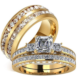 Carofeez 2023 Luxury Zircon Crystal Couple Rings for Lover's