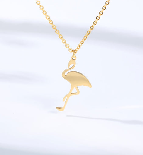 Cute Flamingo Choker Necklaces For Women Stainless