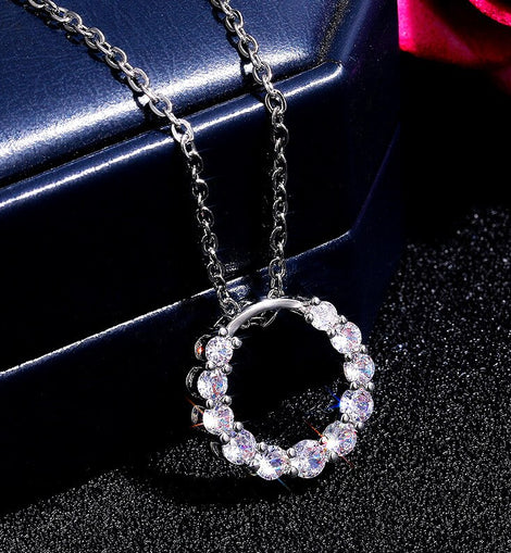 Fashion Zircon Crystal Pendant Necklace For Women Statement Wedding