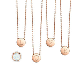 Round Opal Pendant Necklace-Rose Gold