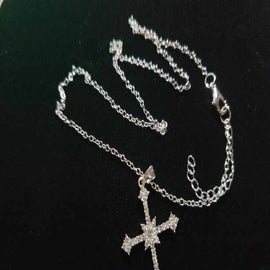 New 2023 Crystal Zircon Budded Cross Pendant Necklace & Gift Box