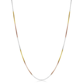 925 Sterling Silver Tri Color Box Chain 16"-24"