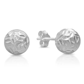 Sterling Silver 6mm Diamond-Cut Ball Stud Earrings