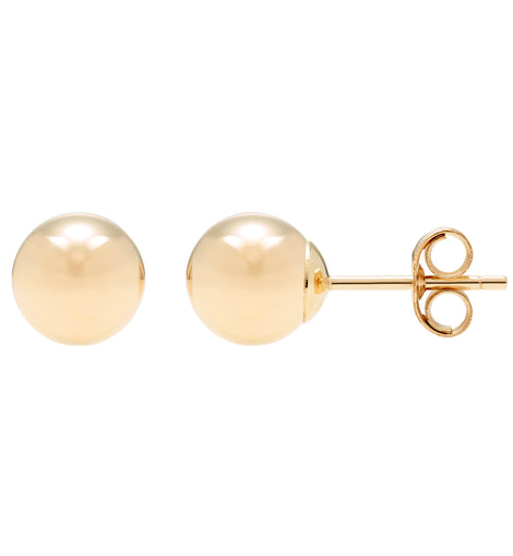 14K Yellow Gold Hollow Ball Stud Earrings ( Sizes 3MM-8MM)