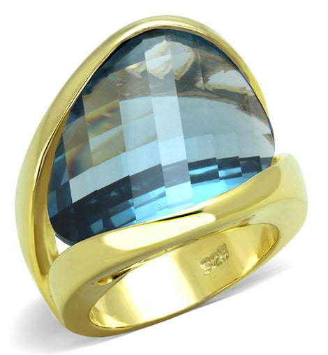 LOS826 - Gold 925 Sterling Silver Ring with Synthetic Synthetic Glass