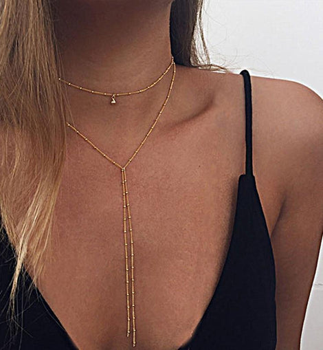 Double Lariat Choker Necklace